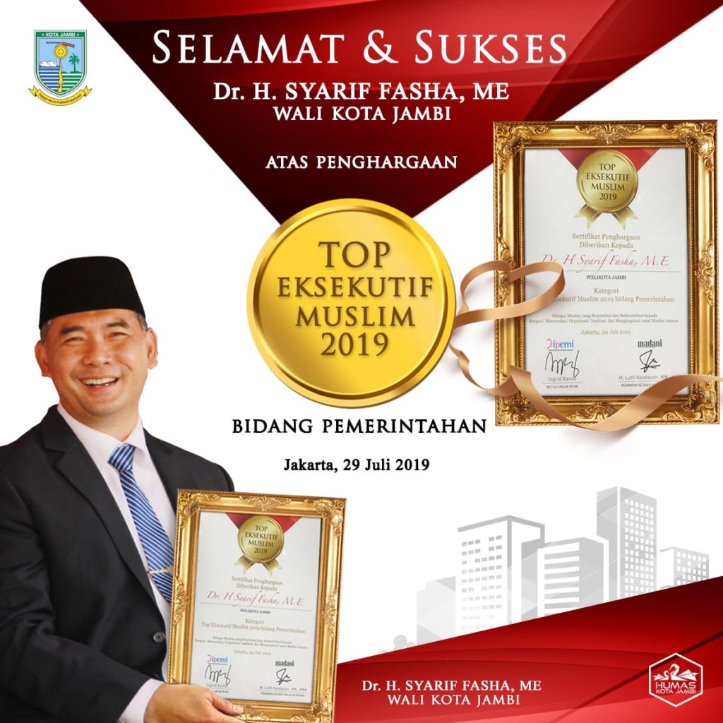 IMG-20190801-WA0000 Wapres Anugerahi TOP Eksekutif Muslim Kepada Wali Kota Jambi Syarif Fasha
