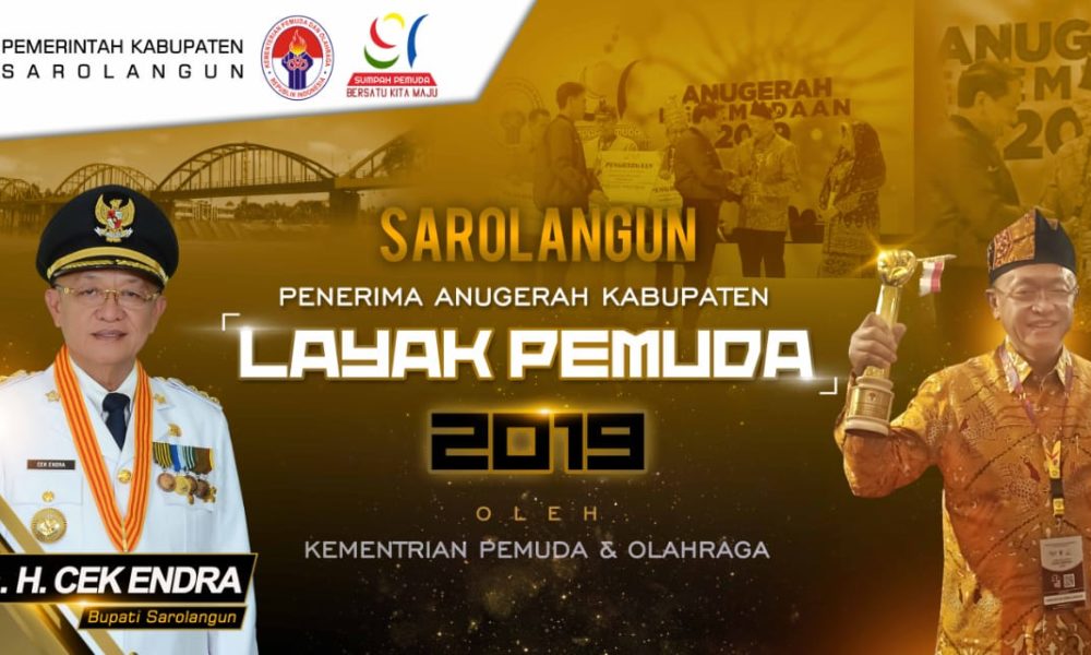 Drs.H.Cek Endra Menerima Penghargaan dari Kemenpora, Sarolangun Kota Layak Pemuda 2019
