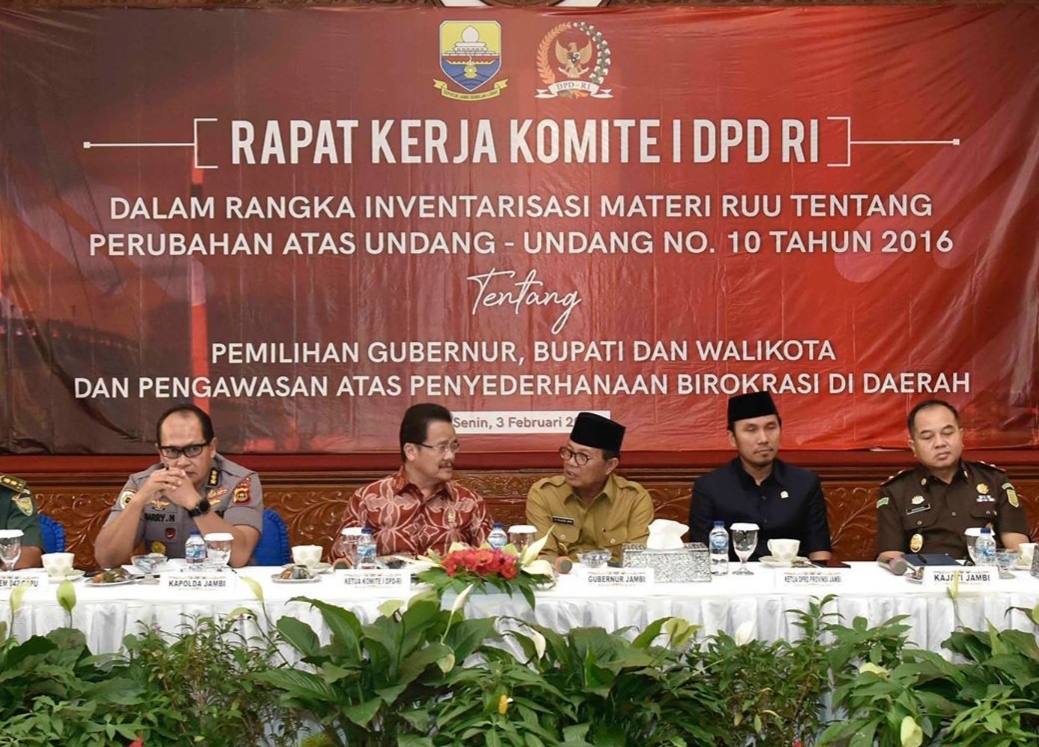 Gubernur Jambi, Fachrori Umar Hadiri Rapat Kerja Komite I DPD RI