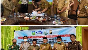 Bupati H.Cek Endra Bupati Drs.H.Cek Endra Menandatangani MoU Pertama Di Provinsi Jambi Dalam Penanganan Covid-19