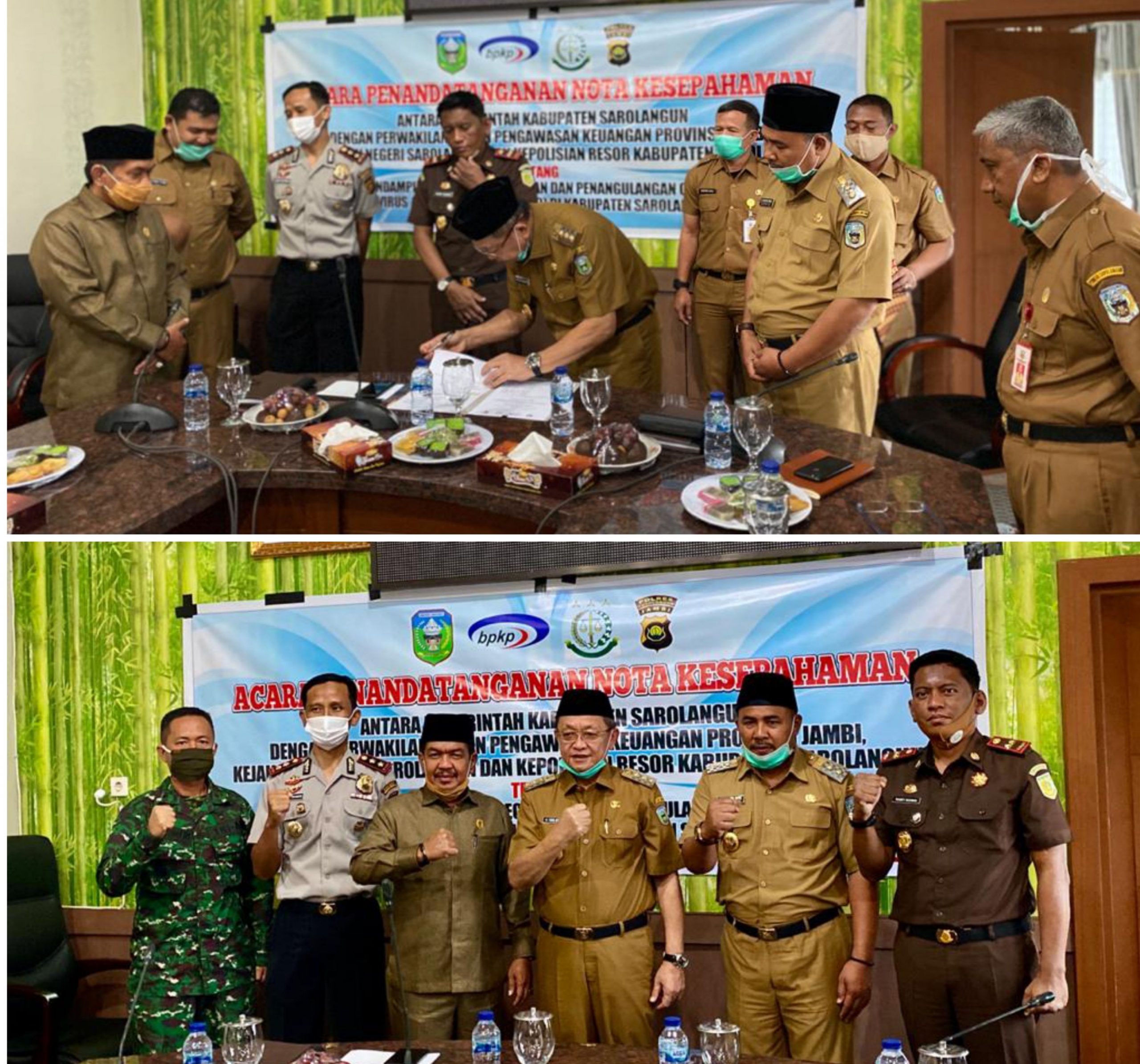 Bupati Drs.H.Cek Endra Menandatangani MoU Pertama Di Provinsi Jambi Dalam Penanganan Covid-19