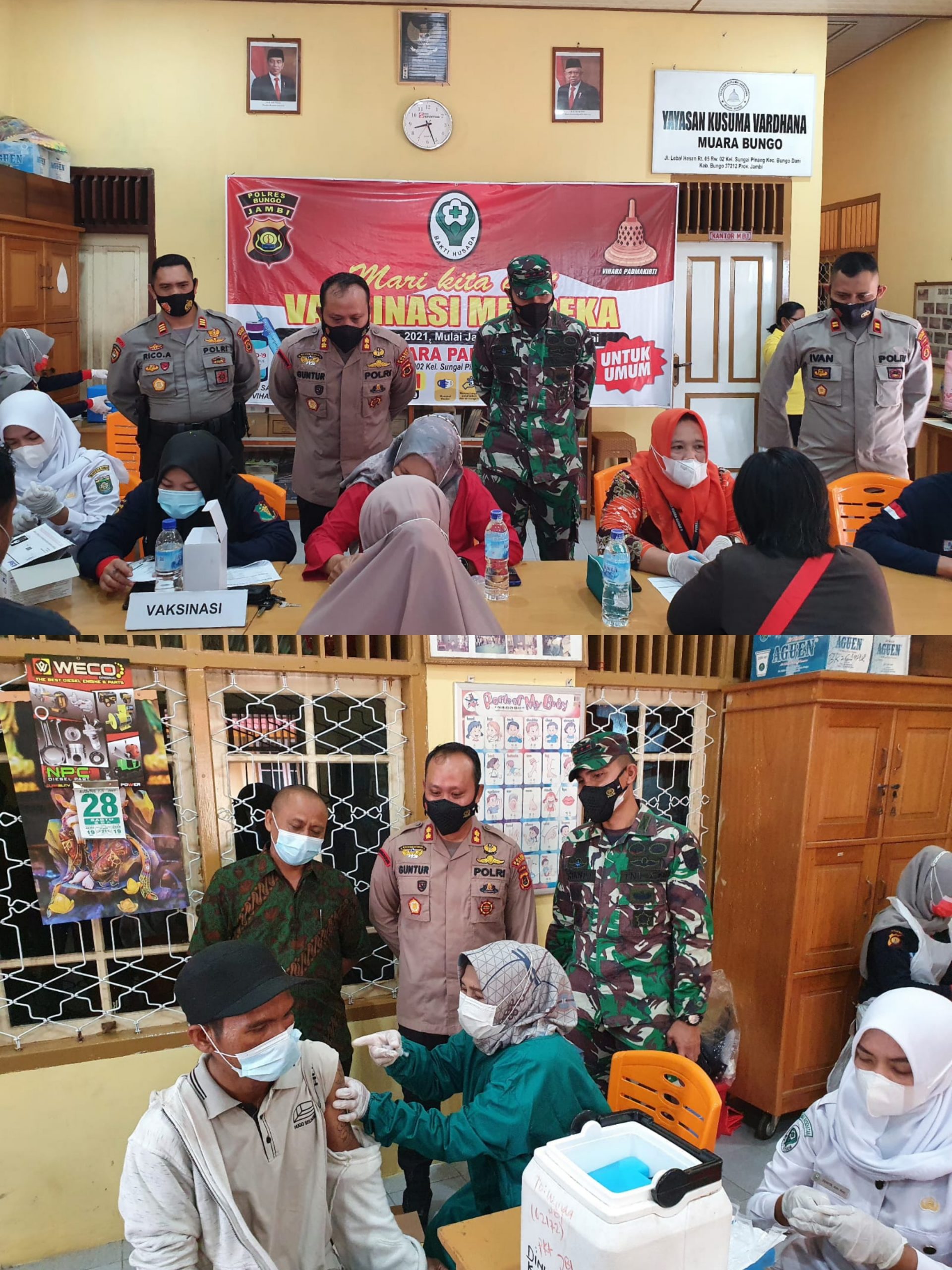 Gelar Vaksinasi Massal, Kapolres Bungo Pantau Pelaksanaan Vaksin di Kelurahan Sungai Pinang