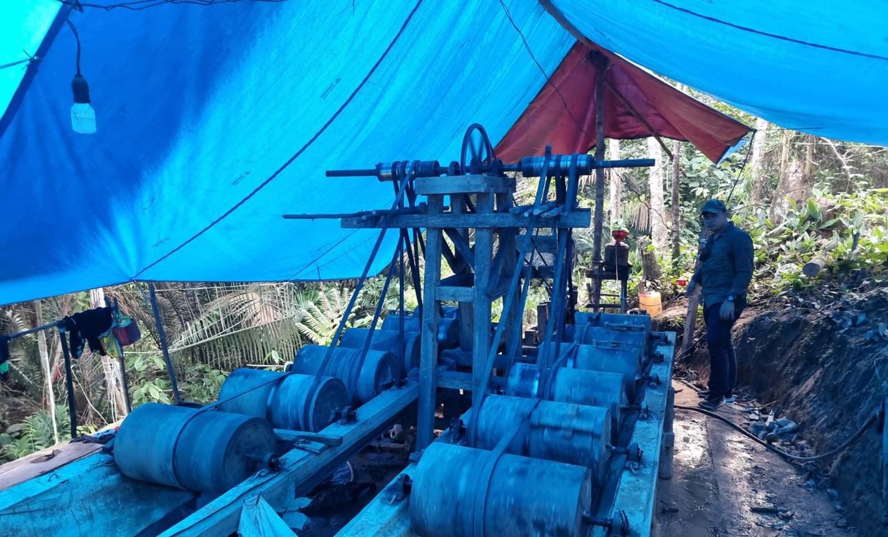 Lokasi Mesin Gelondong PETI di Gerebek Polres Bungo