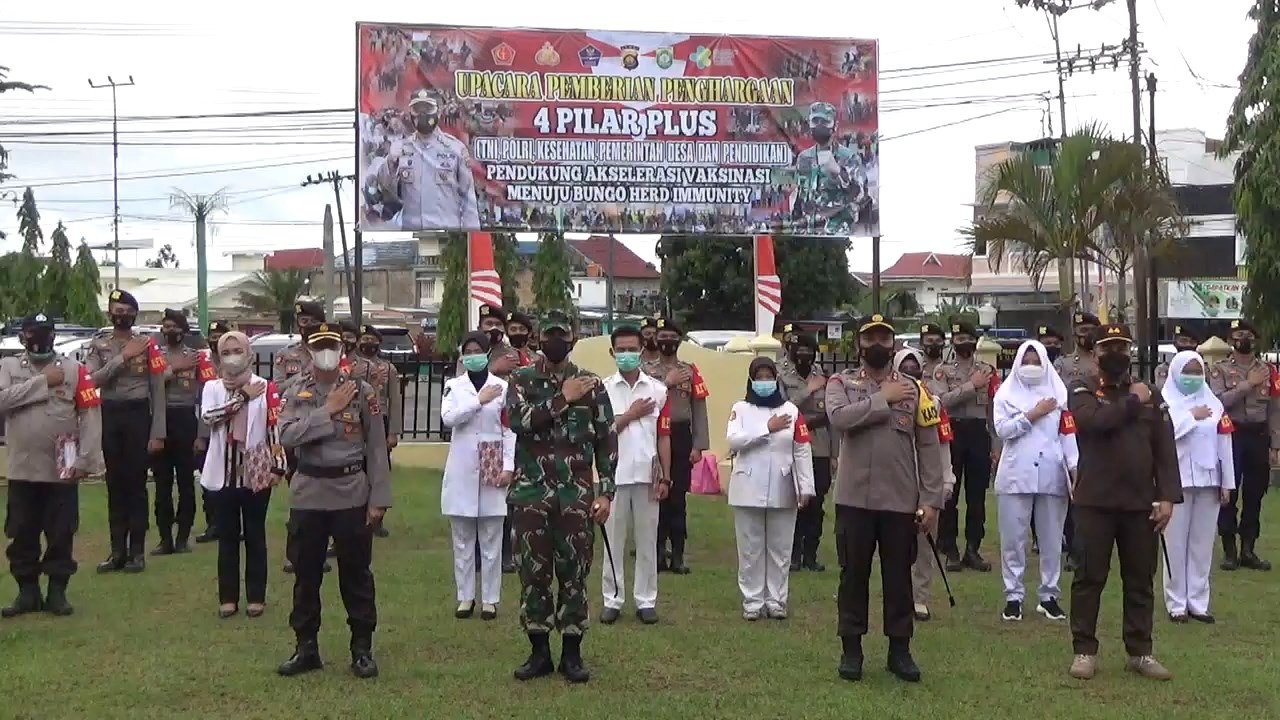 Bantu Percepatan Vaksinasi di Bungo, Polres Bungo Beri Penghargaan Kepada 4 Pilar Plus