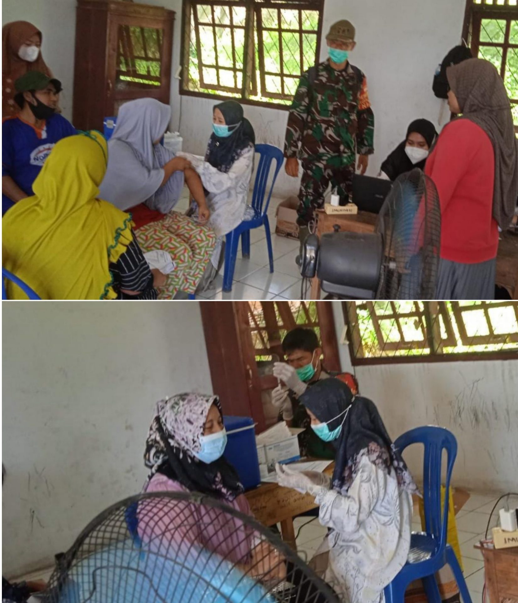 Serma Tartonadi Pantau Pelaksanaan Vaksinasi warga Sungai Bengkal Tebo ilir