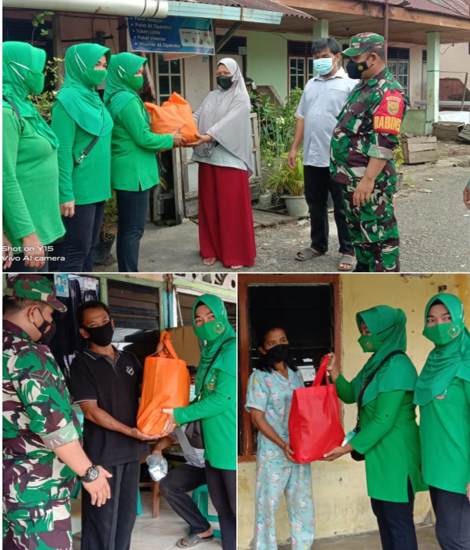 Peduli Warga Terdampak Covid-19, Babinsa Koramil 06/Muara Bungo Turut Andil Dalam Pembagian Sembako