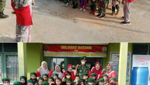 Terima Study dari TK Buah Hati Sungai Bengkal Tebo, Personel Koramil 416-03/Sungai Bengkal Kenalkan Tugas TNI