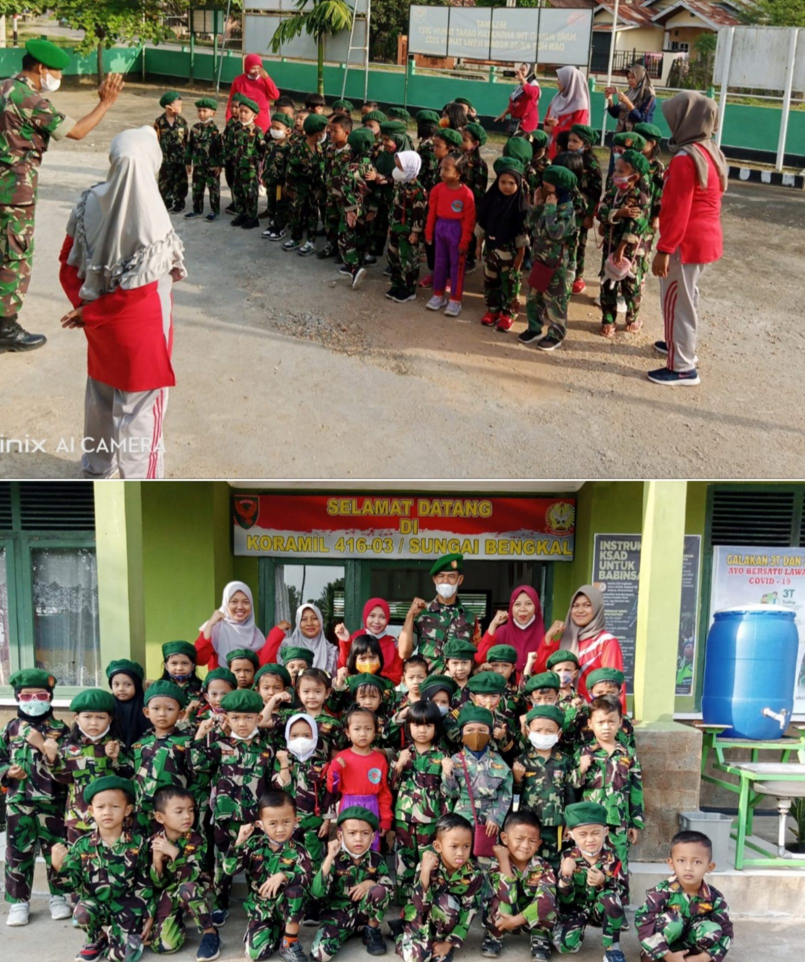 Terima Study dari TK Buah Hati Sungai Bengkal Tebo, Personel Koramil 416-03/Sungai Bengkal Kenalkan Tugas TNI