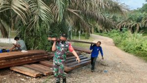 SAVE_20220325_134249 Bantu Kesulitan Masyarakat, Babinsa Koramil 416-02/Tanah Tumbuh Bersinergi Bersama Warga Binaan Gotong Royong Perbaiki Jembatan