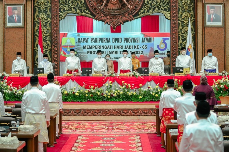 DPRD Provinsi Jambi Menggelar Rapat Paripurna dalam rangka untuk memperingati Hari Jadi ke-65 Provinsi Jambi Tahun 2022.