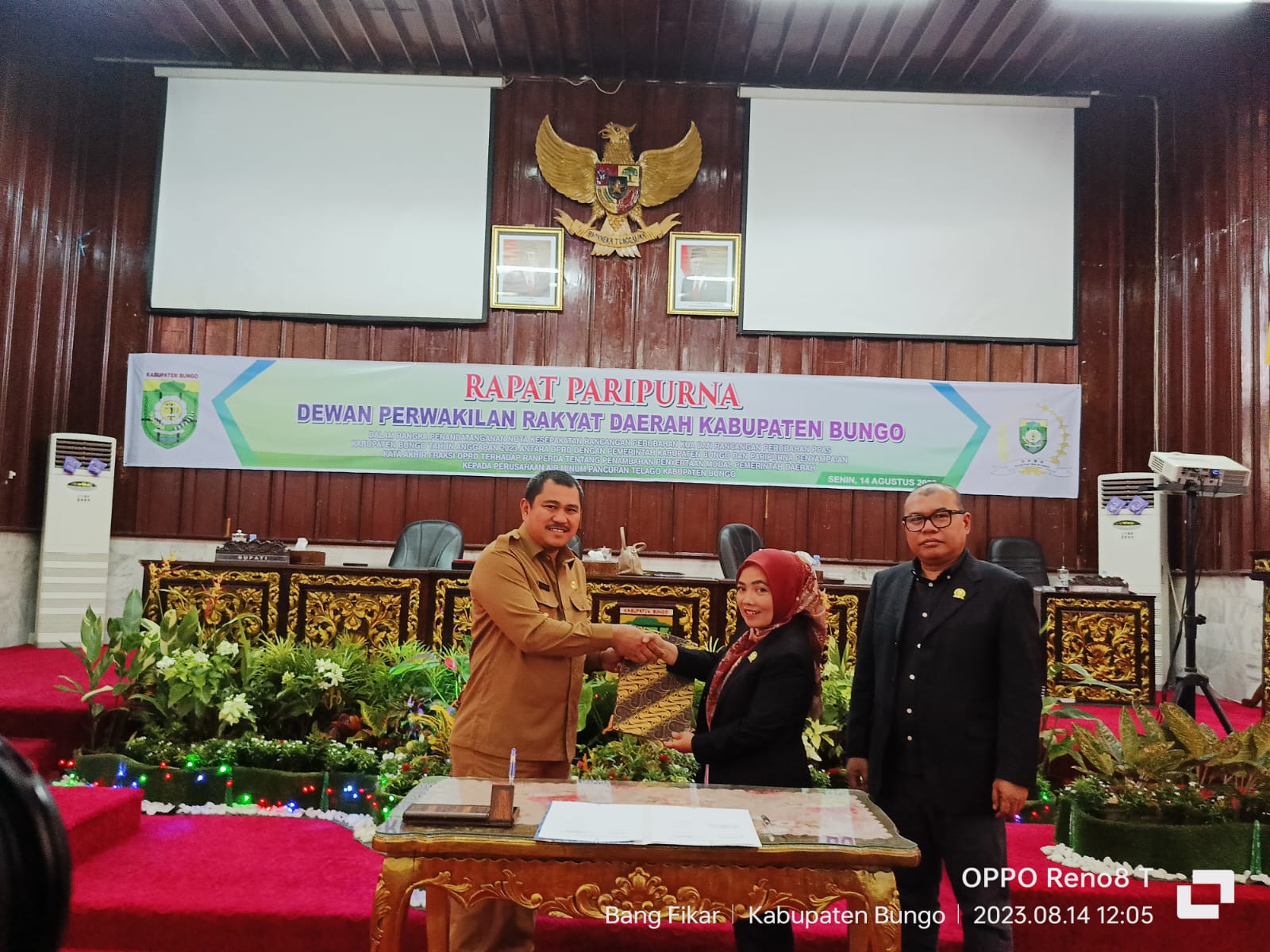 Bupati H.Mashuri Menghadiri Rapat Paripurna DPRD Bungo Penandatanganan Nota Kesepakatan Rancangan perubahan KUA dan Perubahan PPAS TA 2023