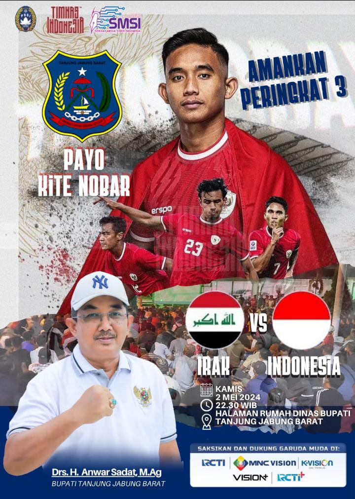 Kembali Gelar Nobar, Bupati Tanjab Barat Berharap Timnas Lolos Ke Olimpiade Paris