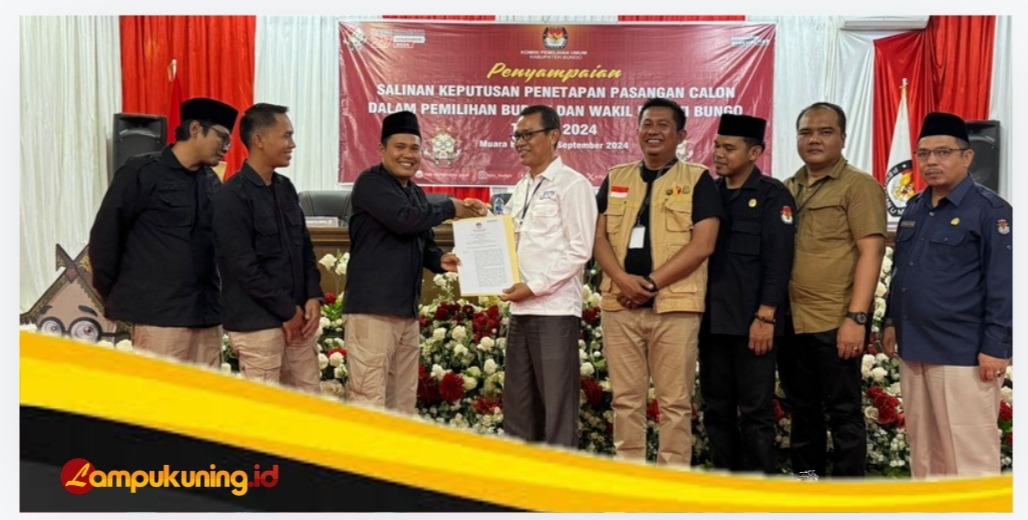 KPU Resmi Tetapkan Jumiwan Aguza - Maidani Sebagai Calon Bupati dan Wakil Bupati Bungo
