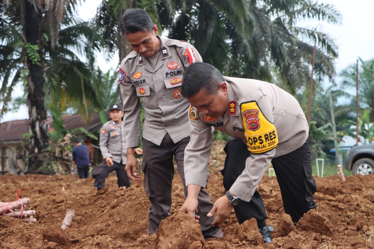 Kapolres Bungo AKBP Natalena Eko Cahyono Tinjau Lahan Lokasi Program Ketahanan Pangan di Polsek Limbur Lubuk Mengkuang