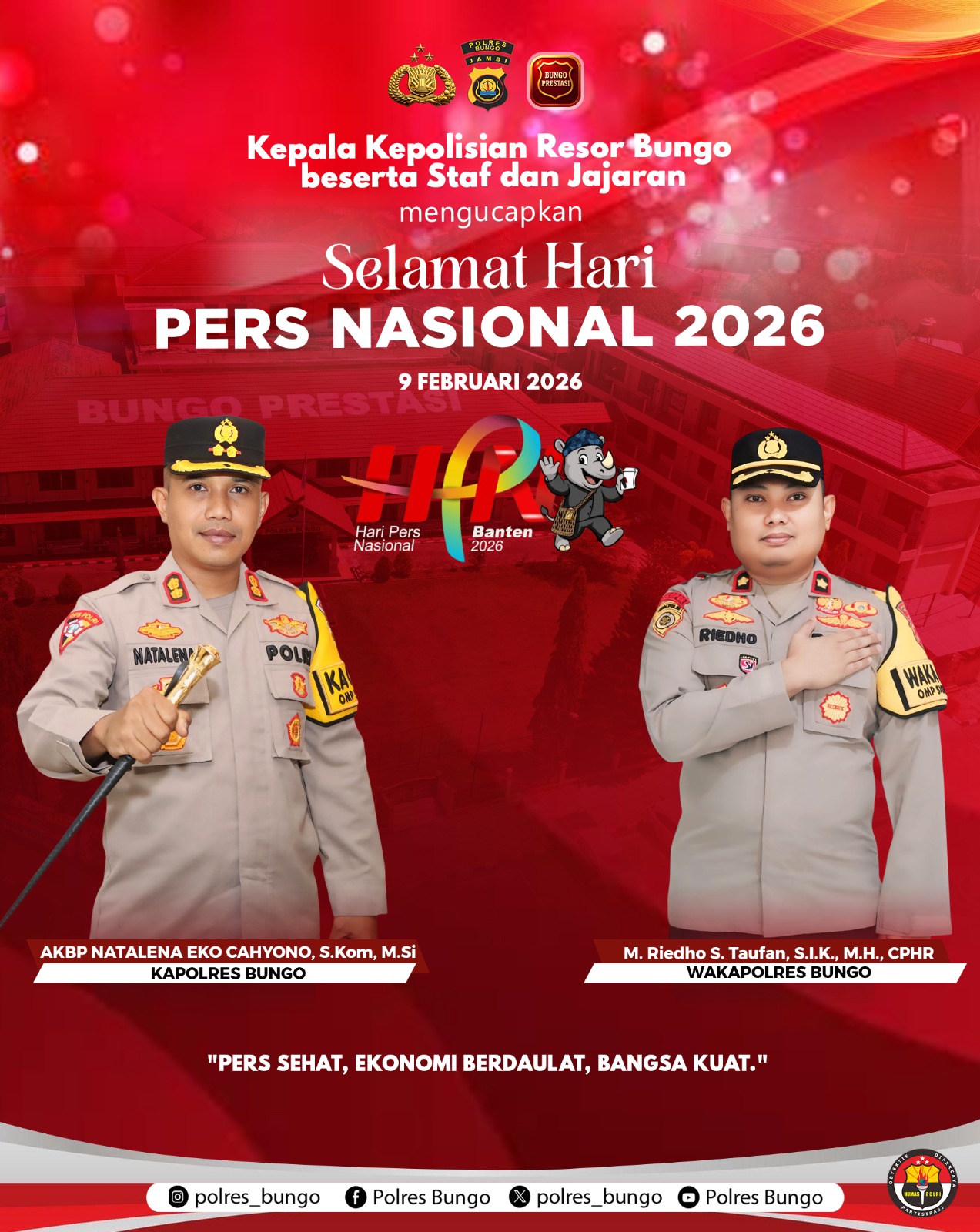 Kapolres Bungo Ucapkan Selamat Hari Pers Nasional 2026, Tegaskan Peran Strategis Pers