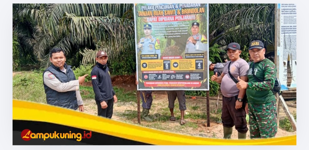 Cegah Pencurian Sawit, Bhabinkamtibmas Polsek Bathin II Pelayang Gencar Pasang Spanduk Himbauan Kamtibmas
