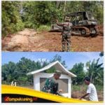 Personel Satgas TMMD Ke-129 Kodim 0416/Bute dan Warga Bahu Membahu Kerjakan Pembukaan Jalan dan Tugu