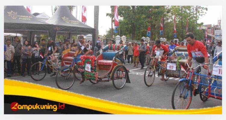 Tradisi Balap Becak Hias Hidupkan Semangat Kemerdekaan dan Warisan Budaya Tanjab Barat.