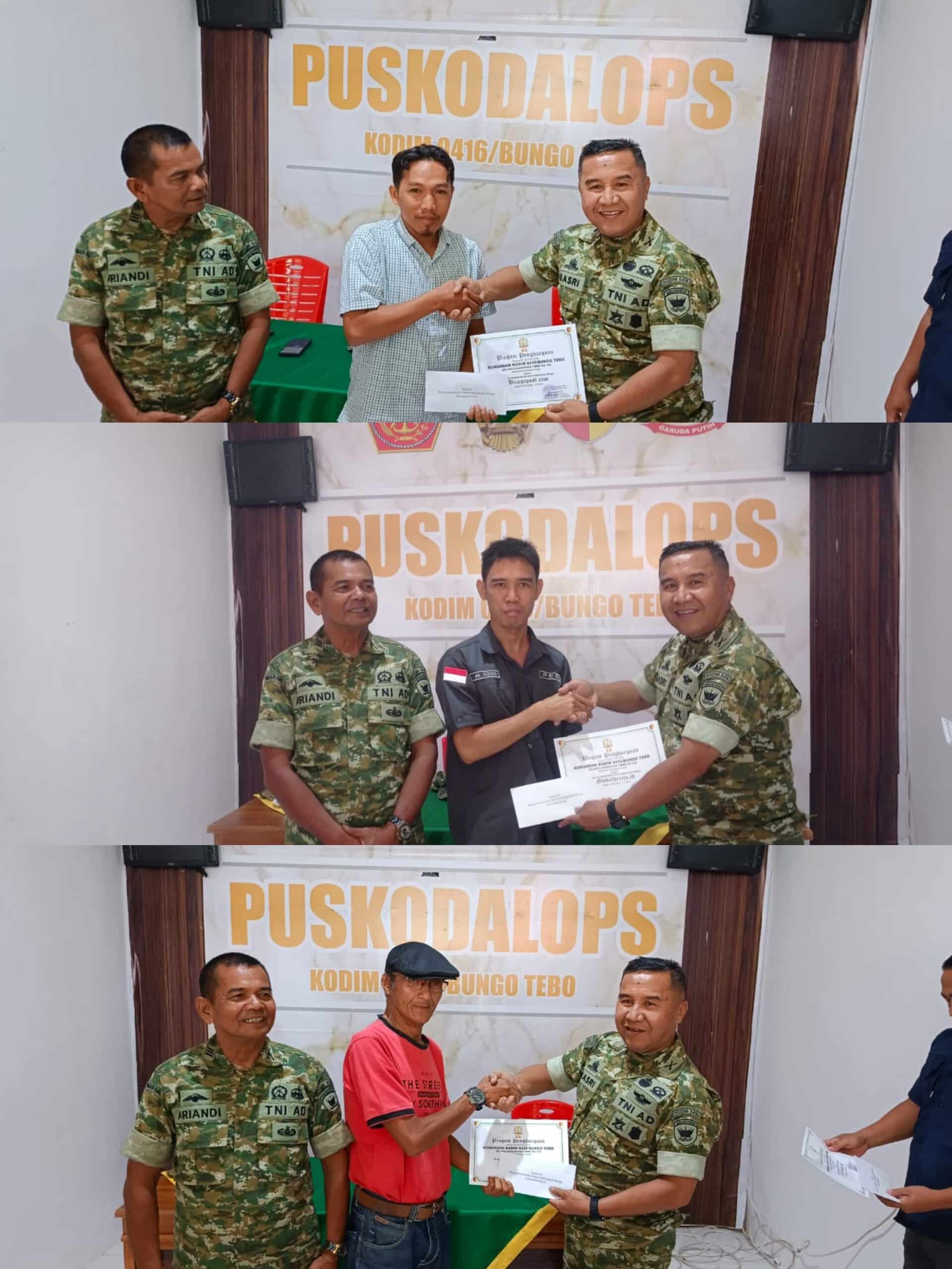 SMSI Bungo Sabet Juara 1, 2, dan 3 LKJ TMMD TA 2026 Kodim 0416/Bute, Ketua: Bukti Profesionalitas Media Siber